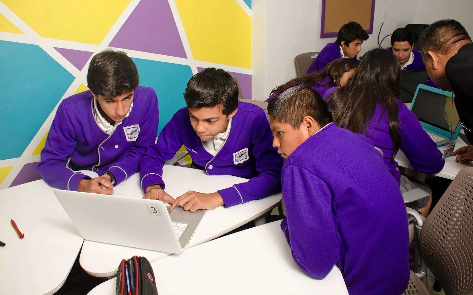 Student working on laptop