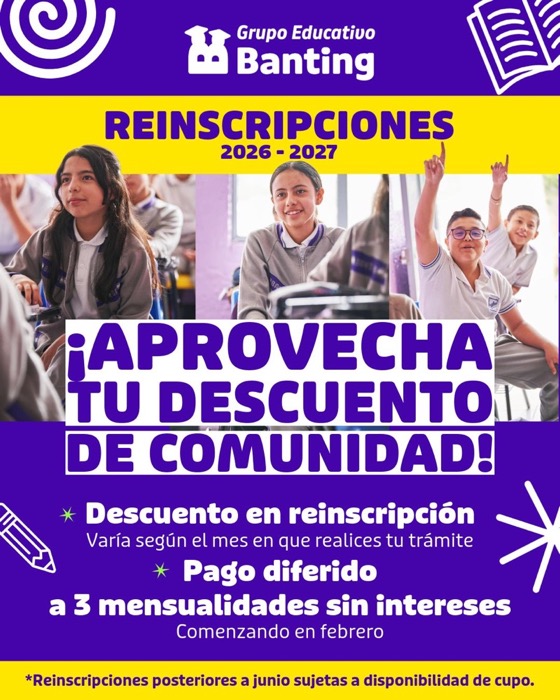 Reinscripciones Ciclo 2026-2027 — Fechas y descuentos